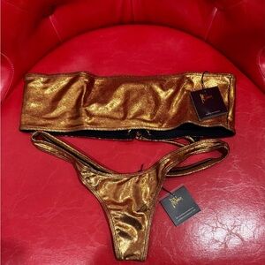 Gold Crop Top set by Meltdown